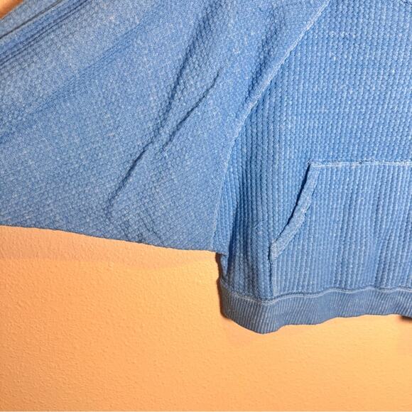 Free People Blue Westend Thermal Top Blouse Womens S Oversized Boho Fall Sweater - Picture 8 of 11